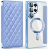 Coque portefeuille Phonesta Luxury Crystal Puffed avec MagSafe pour Samsung Galaxy S25 Ultra - Bleu clair