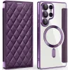 Coque portefeuille Phonesta Luxury Crystal Puffed avec MagSafe pour Samsung Galaxy S25 Ultra - Violet foncé