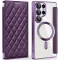 Coque portefeuille Phonesta Luxury Crystal Puffed avec MagSafe pour Samsung Galaxy S25 Ultra - Violet foncé