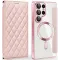 Coque portefeuille Phonesta Luxury Crystal Puffed avec MagSafe pour Samsung Galaxy S25 Ultra - Rose