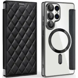Coque portefeuille Phonesta Luxury Crystal Puffed avec MagSafe pour Samsung Galaxy S25 Ultra - Noir