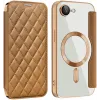 Coque portefeuille Phonesta Luxury Crystal Puffed avec MagSafe pour Apple iPhone 17e/16e - Marron