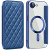 Coque portefeuille Phonesta Luxury Crystal Puffed avec MagSafe pour Apple iPhone 17e/16e - Bleu foncé