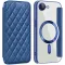 Coque portefeuille Phonesta Luxury Crystal Puffed avec MagSafe pour Apple iPhone 17e/16e - Bleu foncé