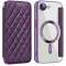 Coque portefeuille Phonesta Luxury Crystal Puffed avec MagSafe pour Apple iPhone 17e/16e - Violet foncé