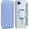 Coque portefeuille Phonesta Luxury Crystal Puffed avec MagSafe pour Apple iPhone 17e/16e - Bleu clair