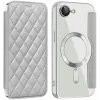 Coque portefeuille Phonesta Luxury Crystal Puffed avec MagSafe pour Apple iPhone 17e/16e - Argent