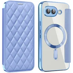 Coque portefeuille Phonesta Luxury Crystal Puffed avec MagSafe pour Google Pixel 9a - Bleu clair