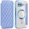 Coque portefeuille Phonesta Luxury Crystal Puffed avec MagSafe pour Google Pixel 9a - Bleu clair