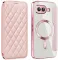 Coque portefeuille Phonesta Luxury Crystal Puffed avec MagSafe pour Google Pixel 9a - Rose