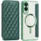 Coque portefeuille Phonesta Luxury Crystal Puffed avec MagSafe pour Samsung Galaxy S25 Edge - Vert foncé
