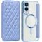 Coque portefeuille Phonesta Luxury Crystal Puffed avec MagSafe pour Samsung Galaxy S25 Edge - Bleu clair