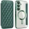 Coque portefeuille Phonesta Luxury Crystal Puffed avec MagSafe pour Samsung Galaxy A36/A56 - Vert foncé