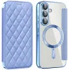 Coque portefeuille Phonesta Luxury Crystal Puffed avec MagSafe pour Samsung Galaxy A36/A56 - Bleu clair