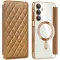 Coque portefeuille Phonesta Luxury Crystal Puffed avec MagSafe pour Samsung Galaxy A16 - Marron