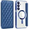 Coque portefeuille Phonesta Luxury Crystal Puffed avec MagSafe pour Samsung Galaxy A16 - Bleu foncé