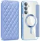 Coque portefeuille Phonesta Luxury Crystal Puffed avec MagSafe pour Samsung Galaxy A16 - Bleu clair