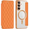 Coque portefeuille Phonesta Luxury Crystal Puffed avec MagSafe pour Samsung Galaxy S26 - Orange