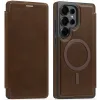 Coque portefeuille Phonesta Luxury Leather avec MagSafe pour Samsung Galaxy S25 Ultra - Marron foncé