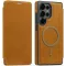Coque portefeuille Phonesta Luxury Leather avec MagSafe pour Samsung Galaxy S25 Ultra - Marron clair