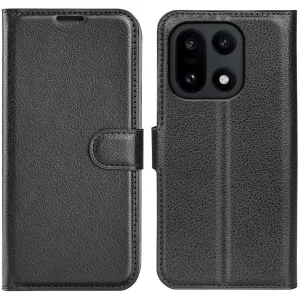 Coque portefeuille Phonesta Litchi Skin pour OnePlus 15 - Noir