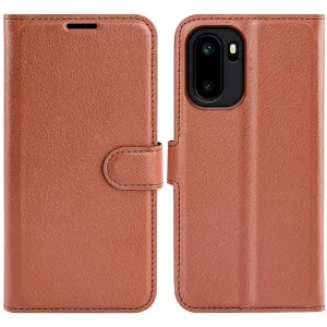 Coque portefeuille Phonesta Litchi Skin pour OnePlus 15R - Marron