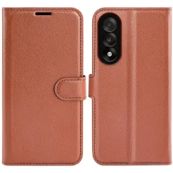 Coque portefeuille Phonesta Litchi Skin pour OnePlus Nord 5 - Marron