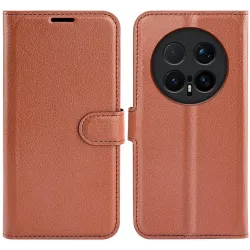 Coque portefeuille Phonesta Litchi Skin pour HONOR Magic8 Pro - Marron