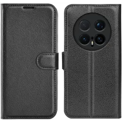 Coque portefeuille Phonesta Litchi Skin pour HONOR Magic8 Pro - Noir