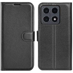Coque portefeuille Phonesta Litchi Skin pour Xiaomi 15T - Noir