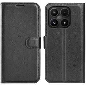 Coque portefeuille Phonesta Litchi Skin pour Xiaomi 17 - Noir