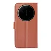 Coque portefeuille Phonesta Litchi Skin pour Xiaomi 17 Ultra - Marron 2