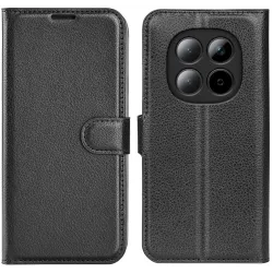 Coque portefeuille Phonesta Litchi Skin pour Xiaomi Redmi Note 15 4G/5G / Xiaomi Poco M8 - Noir