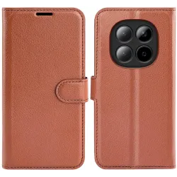Coque portefeuille Phonesta Litchi Skin pour Xiaomi Redmi Note 15 Pro 5G - Marron