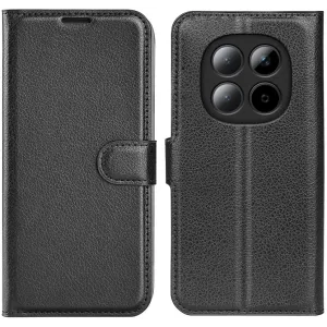 Coque portefeuille Phonesta Litchi Skin pour Xiaomi Redmi Note 15 Pro 5G - Noir