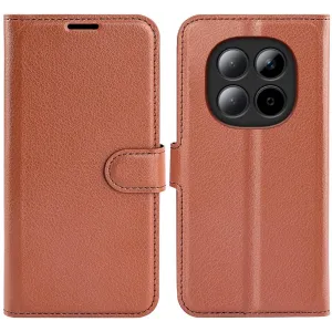 Coque portefeuille Phonesta Litchi Skin pour Xiaomi Redmi Note 15 Pro Plus / Xiaomi Poco M8 Pro - Marron