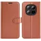 Coque portefeuille Phonesta Litchi Skin pour Xiaomi Redmi Note 15 Pro Plus / Xiaomi Poco M8 Pro - Marron