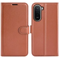 Coque portefeuille Phonesta Litchi Skin pour Xiaomi Redmi A7 Pro - Marron