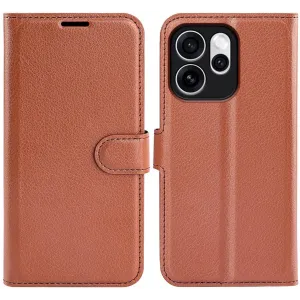Coque portefeuille Phonesta Litchi Skin pour Oppo Reno15 Pro - Marron