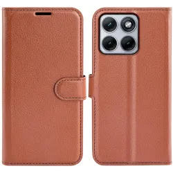 Coque portefeuille Phonesta Litchi Skin pour Motorola Edge 70 Fusion - Marron