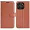 Coque portefeuille Phonesta Litchi Skin pour Motorola Moto G67/G77 - Marron