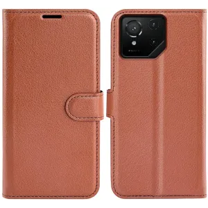 Coque portefeuille Phonesta Litchi Skin pour Asus ROG Phone 9/9 Pro - Marron