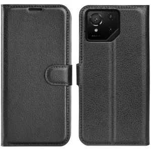 Coque portefeuille Phonesta Litchi Skin pour Asus ROG Phone 9/9 Pro - Noir
