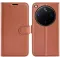 Coque portefeuille Phonesta Litchi Skin pour Oppo Find X9 Ultra - Marron