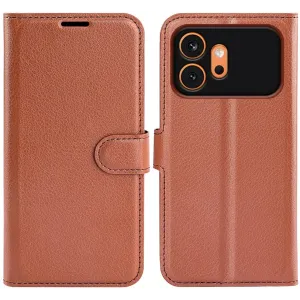 Coque portefeuille Phonesta Litchi Skin pour HONOR 600/600 Pro - Marron