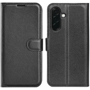 Coque portefeuille Phonesta Litchi Skin pour Samsung Galaxy A37 - Noir