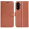 Coque portefeuille Phonesta Litchi Skin pour Samsung Galaxy A57 - Marron