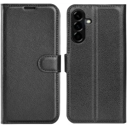 Coque portefeuille Phonesta Litchi Skin pour Samsung Galaxy A57 - Noir