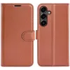 Coque portefeuille Phonesta Litchi Skin pour Samsung Galaxy S25 FE - Marron 0
