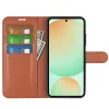 Coque portefeuille Phonesta Litchi Skin pour Samsung Galaxy S25 FE - Marron 3